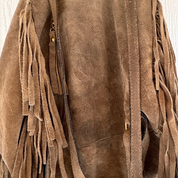 Brown Suede Fringe Backpack